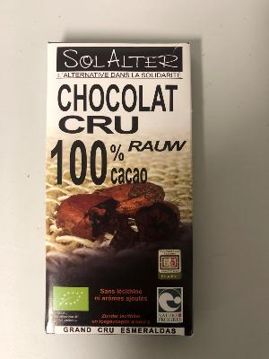 Tablette de chocolat 100% cacao cru
