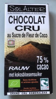 Tablette de chocolat 85 % cacao cru au sucre de fleur de coco