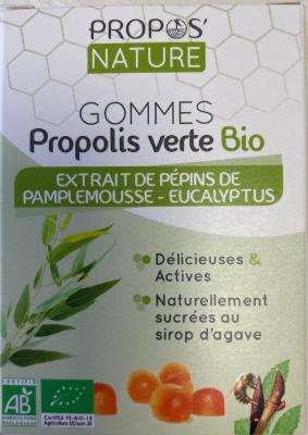 GOMME PROPOLIS VERTE PEPINS PAMPLEMOUSSE EUCALYPTUS PROPOS NATURE